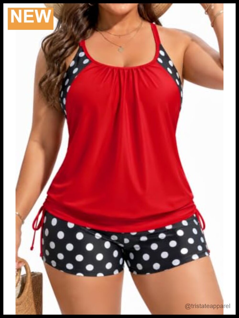 Plus Size Tankini with Shorts Two Piece Swimsuits Blouson Top